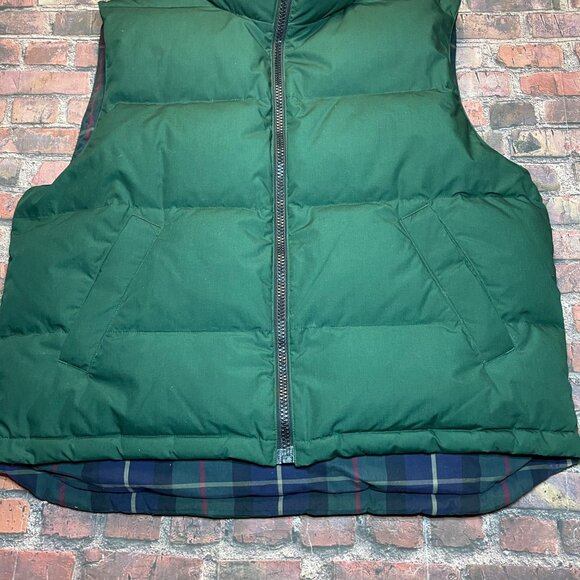 Eddie Bauer Vintage Puffer Reversible Jacket Vest Goose Down Green Men's Large - Picture 2 of 8